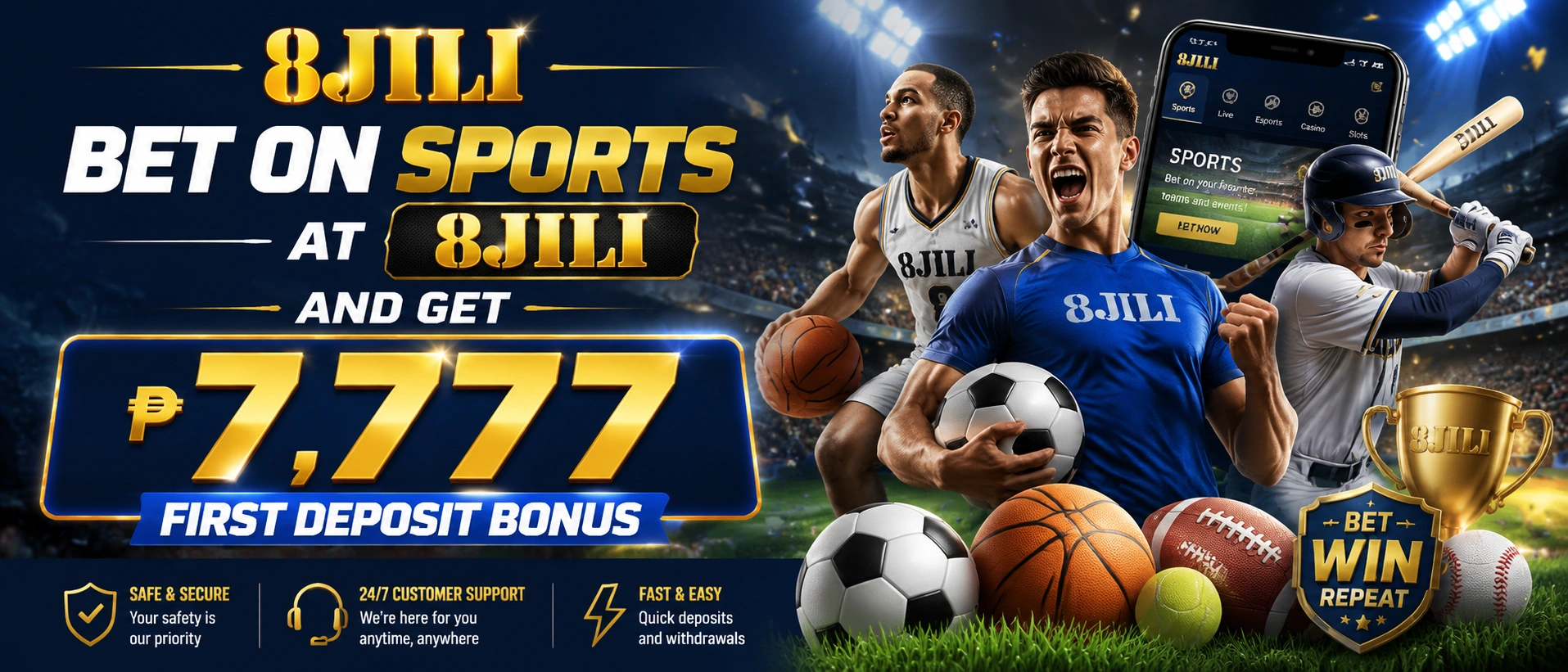 Sports banner showing a football-themed match scene